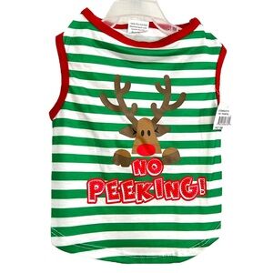 Pet Spirit No Peeking Reindeer Christmas Pet T-Shirt NWT